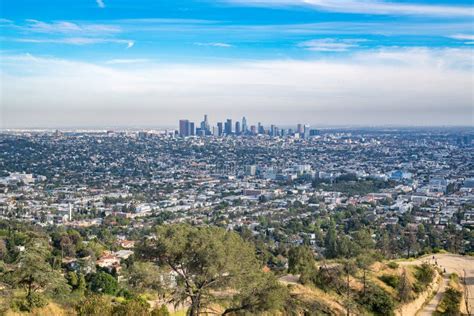 Los Angeles Skyline On A Sunny Day Stock Image Image Of Nature