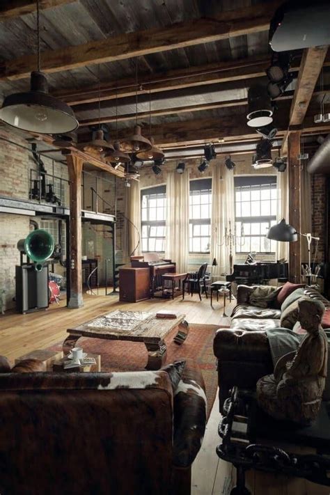 Outstanding Rustic Industrial Living Room Design Ideas37