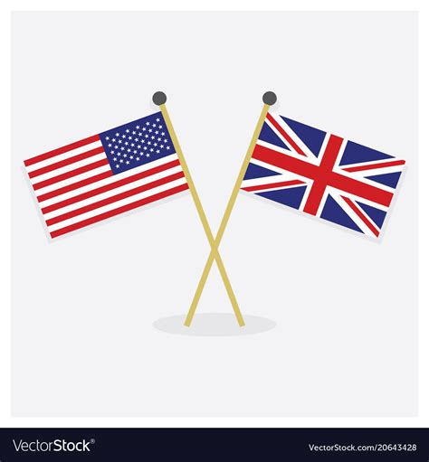 crossed usa and great britain flags royalty free vector