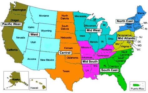 Usa Map With North South East West