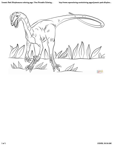 Jurassic Park Dilophosaurus Coloring Page Free Printable Coloring