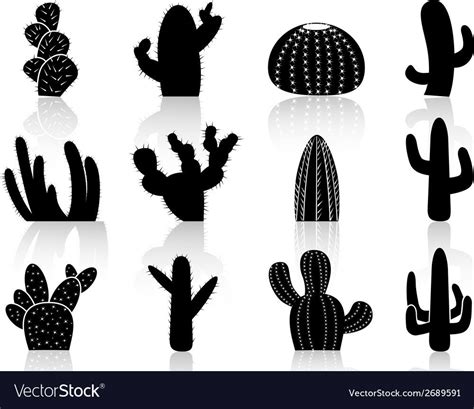 Isolated Cactus Silhouettes From White Background Download A Free