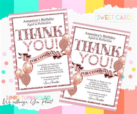 Adult Birthday Thank You Card Wording