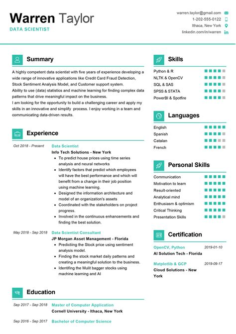 Resume samples by industry to get you started on your own resume. Data Scientist Resume Sample | CV Sample 2020 - ResumeKraft