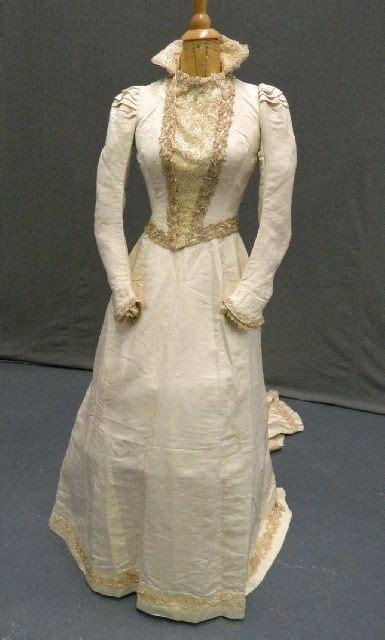 19th Century Wedding Dresses Cream Silk Grossgrain Late 19th Century