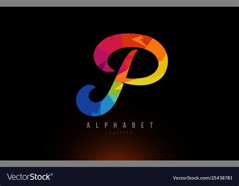 P Alphabet Letter Rainbow Colored Logo Company Vector Image Spon