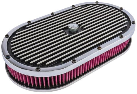 Jegs 500100 Finned Aluminum Air Cleaner Oval 15 In L X 8 In W X 3 In
