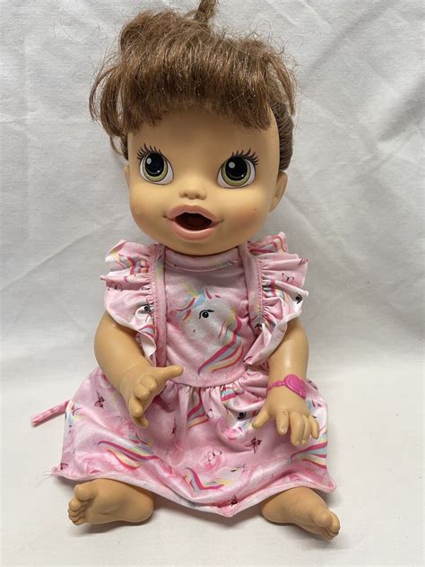 Baby Alive Doll 2013 My Baby All Gone Brown Hair Green Eyes Eats Drinks