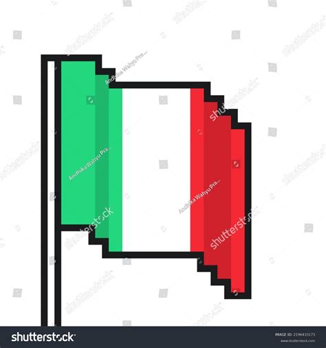 Pixel Art Italy Flag Isolated Illustration Stock Illustration