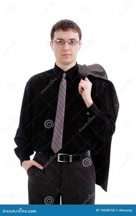 A Young Man In A Suit And Tie Holding A Jacket Stock Image Image Of