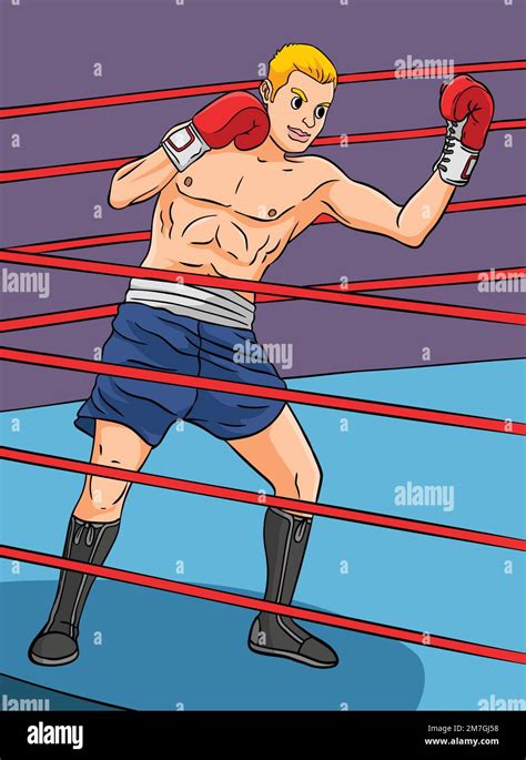 Boxing Sports Colored Cartoon Illustration Stock Vector Image And Art Alamy