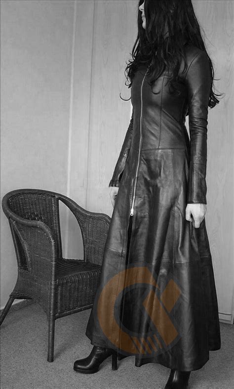 Real Leather Long Black Leather Dress Gown Suit Gothic Coat Etsy