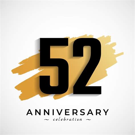 Celebración Del Aniversario De 52 Años Con Símbolo De Pincel Dorado