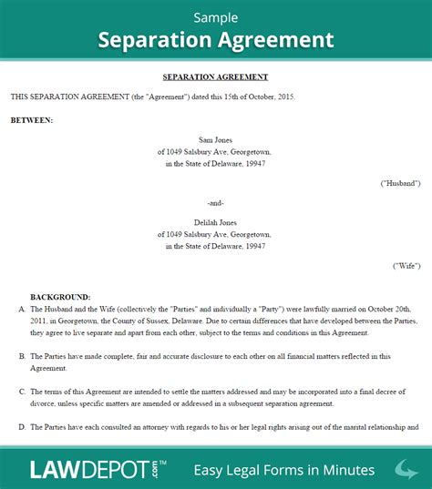 I agree, as a condition of my separation from the xyz pizza conglomerate, to never again. Beautiful Picture of Separate Maintenance Agreement - letterify.info