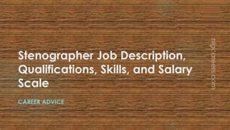 Stenographer Job Description Skills And Salary Nigcareers