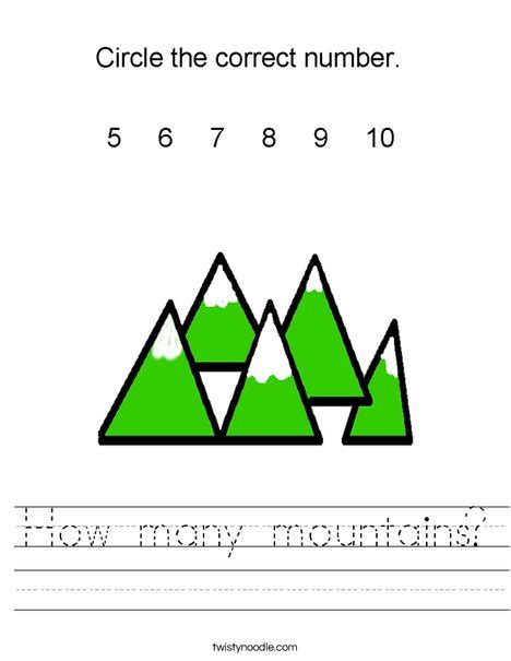How Many Mountains Worksheet Twisty Noodle