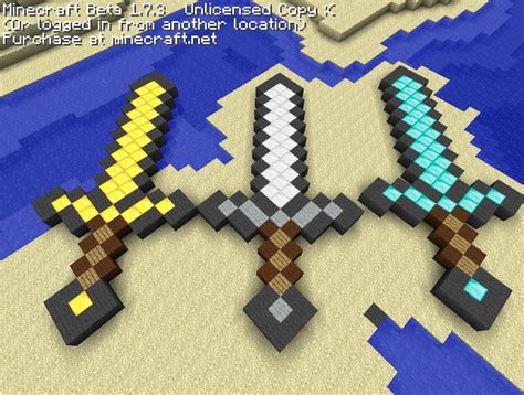 Goldiron And Diamond Sword Pixel Art Minecraft Project
