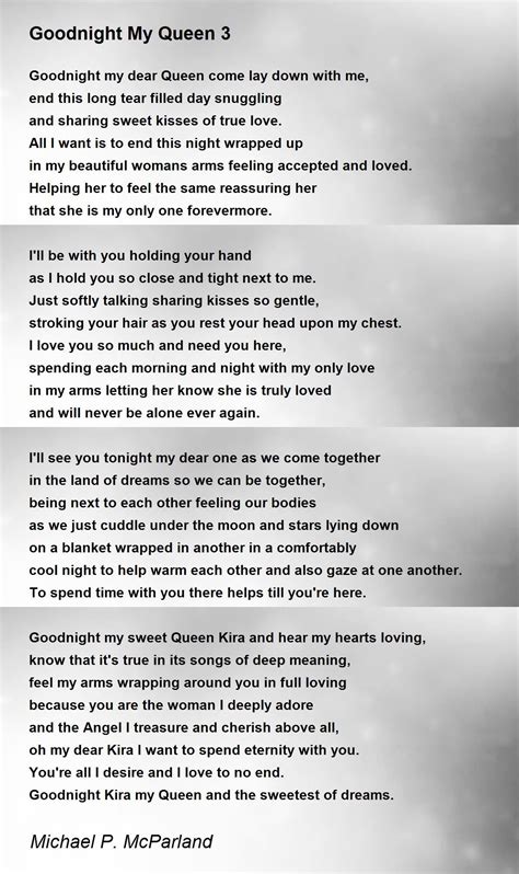 Goodnight My Queen 3 Goodnight My Queen 3 Poem By Michael P Mcparland