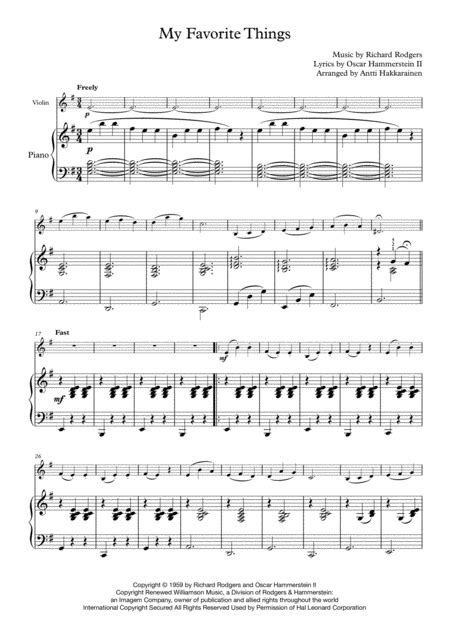 My Favorite Things Violin Piano Free Music Sheet