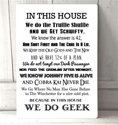 In This House We Do Geek Movies Quotes A4 Metal Sign Plaque Home Decor