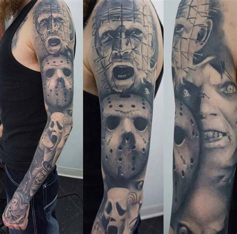 Horror Sleeve One Ideas Movie Tattoos Horror Tattoo Sleeve Tattoos
