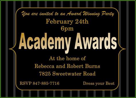 They are regarded as the most famous and prestigious awards in the entertainment. Oscar Invitation Template Free Download - Template 2 ...