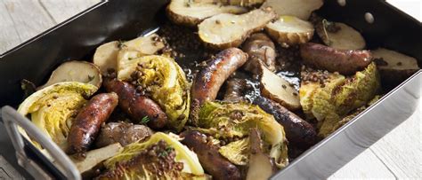 Turns out jerusalem artichokes are neither artichokes, nor are they from jerusalem. Sausage, Jerusalem artichoke and Savoy bake recipe / Riverford