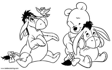 Eeyore Coloring Pages With Winnie And Bird Free