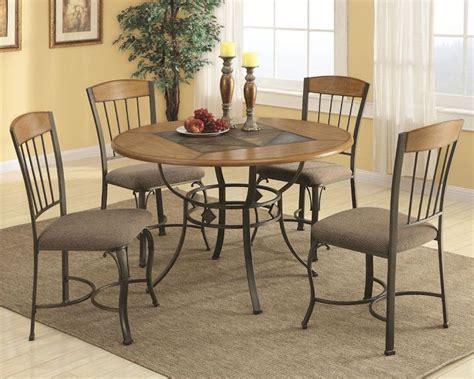 Coaster Dining Table Set W Metal Legs And Wood Top Co