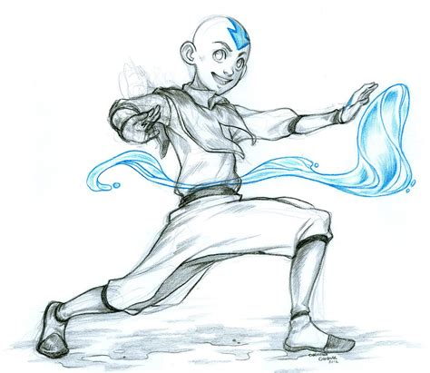 Aang Water Bending Avatar The Last Airbender Drawings Drawing Artwork