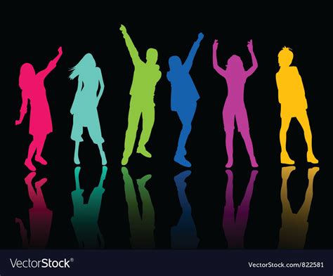 Silhouette People Party Dance Royalty Free Vector Image