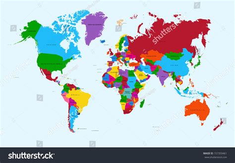 Colorful World Map Countries With Text Atlas Eps10 Vector File