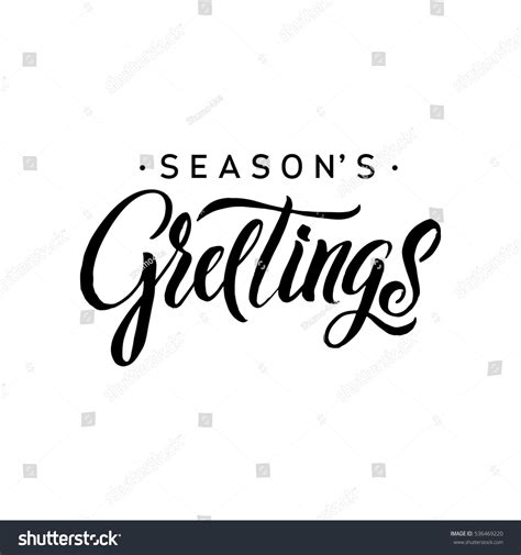 Seasons Greetings Calligraphy Greeting Card Black Stock Vector