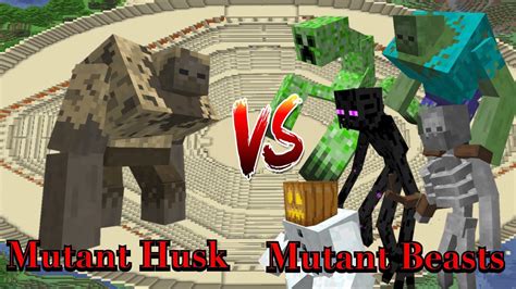 Minecraft Mobs Battle Mutant Husk Vs Mutant Beasts Youtube