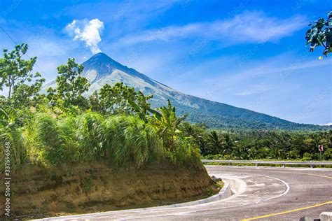 Street Going To Mt Mayon Also Known As Mayon Volcano Or Mount Mayon