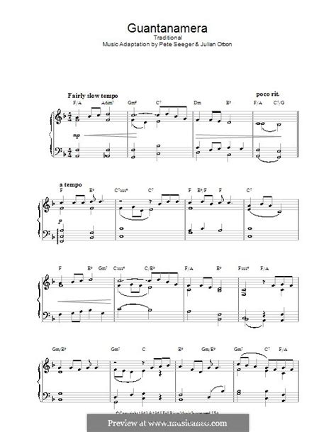 Guantanamera By P Seeger Sheet Music On Musicaneo