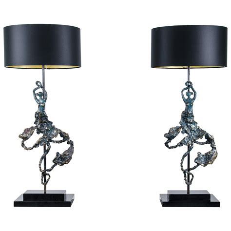 Pair Of Sculptural Bronze Table Lamps For Sale At 1stdibs