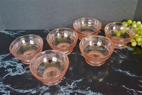 Pink Depression Glass Berry Bowl Set From Hocking Glass Etsy