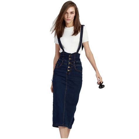 Nymph 2017 Denim Suspender Skirt For Women Long Elastic Slim Casual