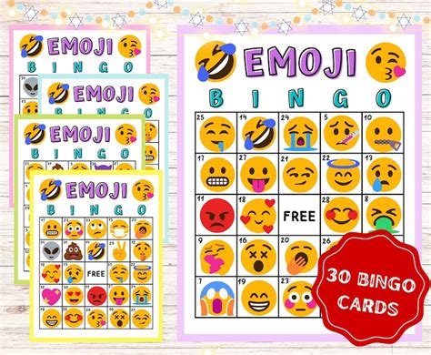 Emoji Bingo Cards Printable Emoji Bingo Cards Printable Etsy
