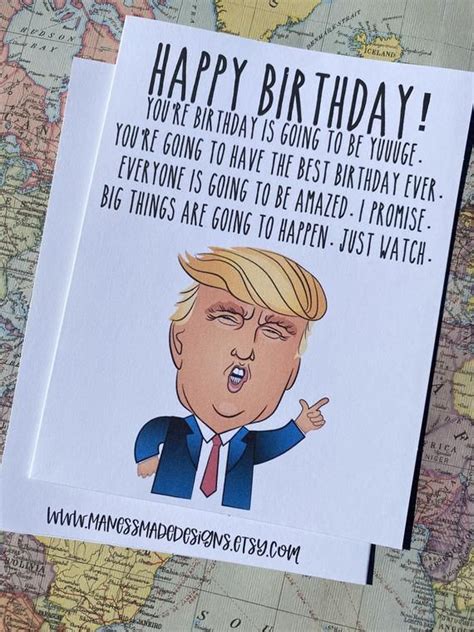 Trump Happy Birthday Card 5x7 Greeting Card Trump Fan Etsy Happy