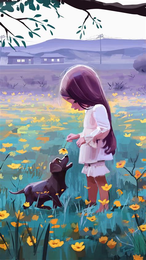 We've got a huge collection of cute wallpapers in various designs and styles. Download wallpaper 1350x2400 girl, dog, flowers, pet, cute ...