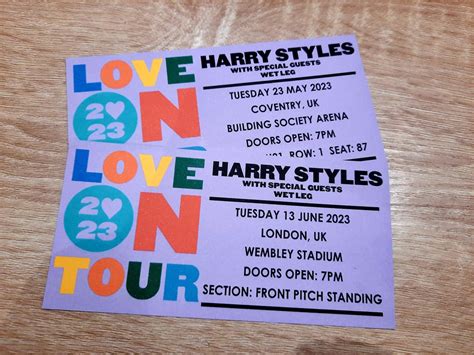 Harry Styles Love On Tour 2023 Sovenir Keepsake Concert Ticket Etsy