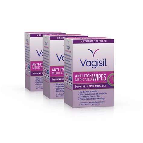 Vagisil Anti Itch Medicated Wipes Maximum Strength For Instant Relief Count Pack