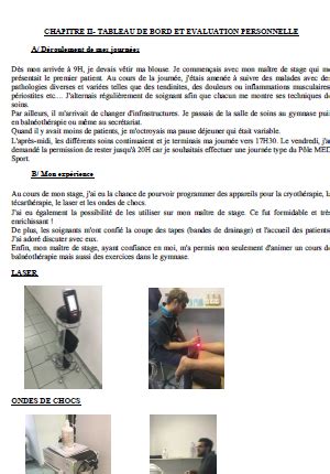 exemple de rapport de stage d observation 3ème kiné