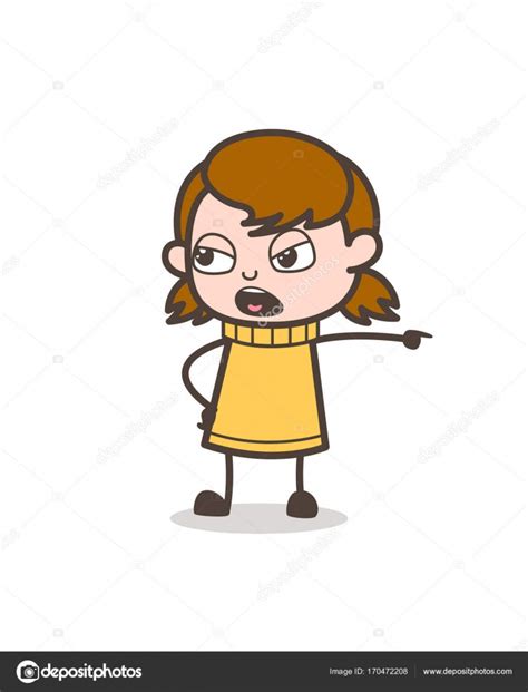 Shouting In Aggression Cute Cartoon Girl Illustration