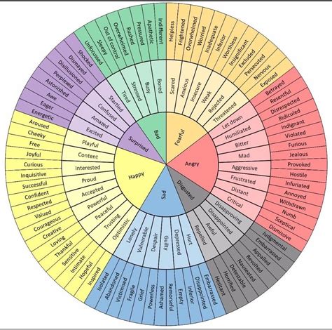 Pinwheel Of Emotional Description Emotion Chart Feelings Wheel