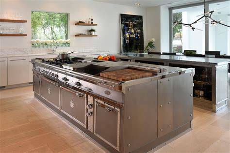 Stainless Steel Kitchen With Island Miami By Officine Gullo