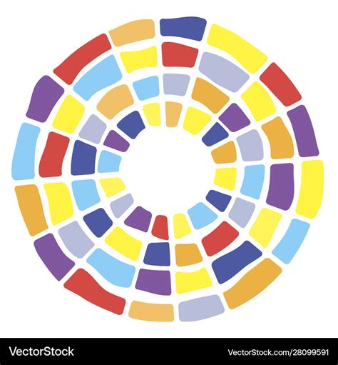 Colorful Segmented Concentric Circles Symbol Vector Image