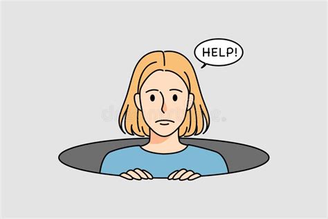 Woman Suffer From Loneliness Asking For Help Stock Vector Illustration Of Girl Anxiety 250788442